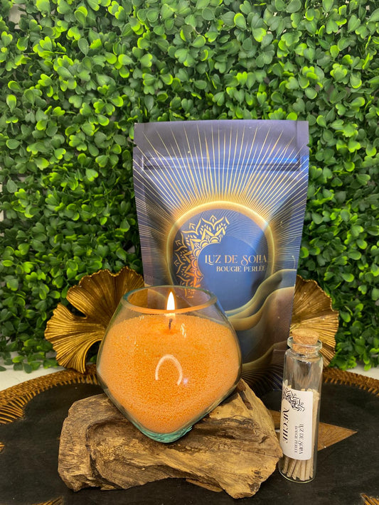 Sachet bougie perlée (Orange) 🟠 - 250g + 10 mèches inclus
