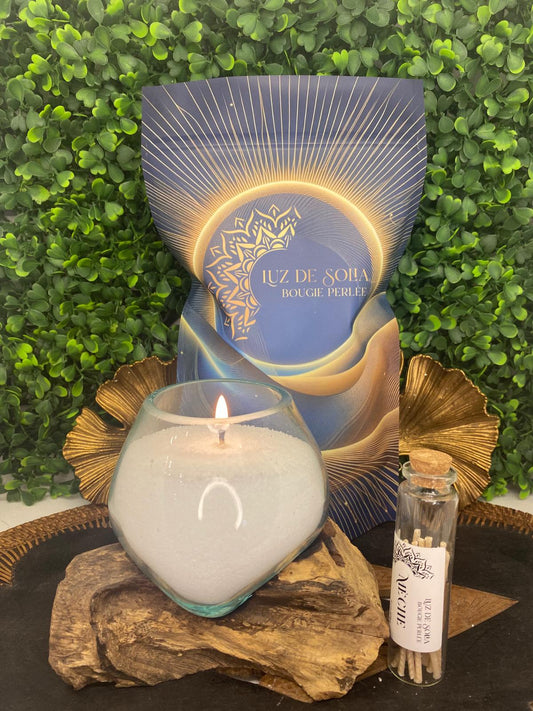 Sachet bougie perlée (Blanc) 450g ⚪️ + 10 mèches inclus