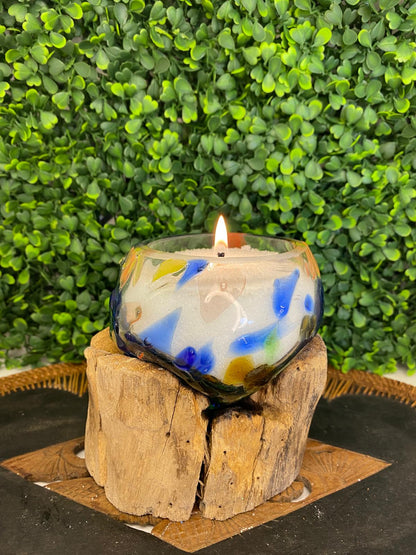 Contenant en Verre coloré fondu sur bois - Luz De Solia